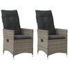 vidaXL Tuinstoelen 2 st verstelbaar met kussens poly rattan grijs
