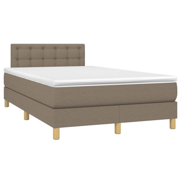 vidaXL Boxspring met matras stof taupe 120x200 cm