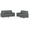 vidaXL 2-delige Loungeset met kussens stof donkergrijs