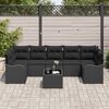 vidaXL Tuin Sofa Set met kussen 8 pcs Zwart Poly rattan, staal en glas