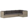 vidaXL 5-delige Loungeset met kussens poly rattan grijs