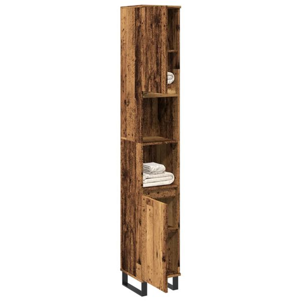 vidaXL Badkamerkast 30x30x190 cm bewerkt hout oud houtkleurig