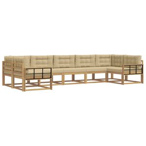 vidaXL Buiten bankenset 7 st 7-zits Wit en Beige
