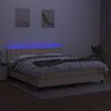 vidaXL Boxspring met matras en LED stof cr&egrave;mekleurig 160x200 cm