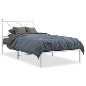 vidaXL Bedframe met hoofdbord metaal wit 90x200 cm