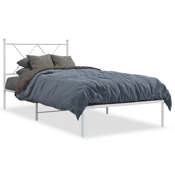 vidaXL Bedframe met hoofdbord metaal wit 90x200 cm