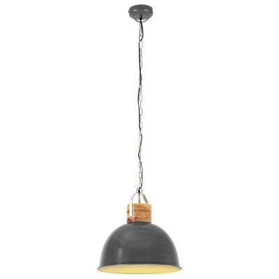 vidaXL Hanglamp industrieel rond E27 51 cm massief mangohout grijs