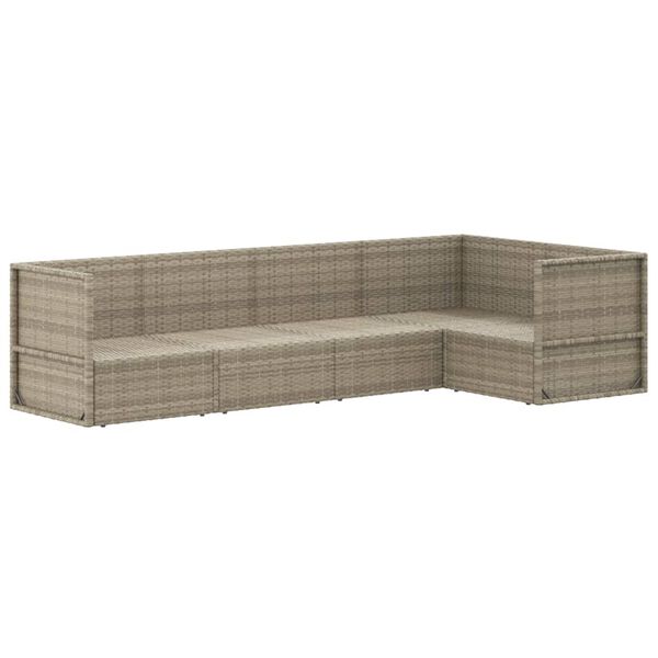 vidaXL 5-delige Loungeset met kussens poly rattan grijs