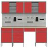vidaXL Werkbank met lade met slot 10 pcs Rood 200 x 55 x 200 cm Staal