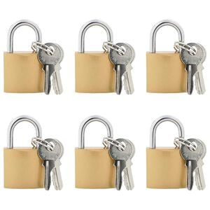 vidaXL U-slot met sleutels 6 pcs Koper IJzer