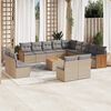 vidaXL 14-delige Loungeset met kussens poly rattan beige