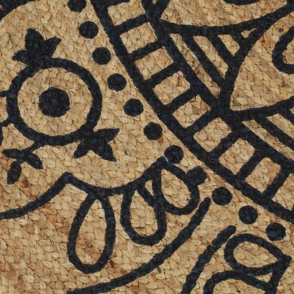 vidaXL Vloerkleed handgemaakt met donkerblauwe print 150 cm jute