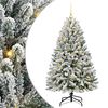 vidaXL Kunstmatige Inklapbare Kerstboom Groen en Wit 120 cm 150 LED's
