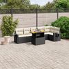 vidaXL 7-delige Loungeset met kussens poly rattan zwart