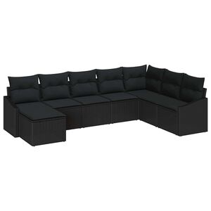 vidaXL Bankstel 8 st Zwart poly rattan