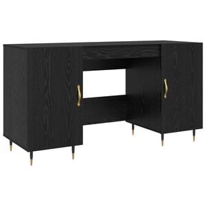 vidaXL Bureau Zwart eiken Bewerkt hout 140 x 50 x 75 cm