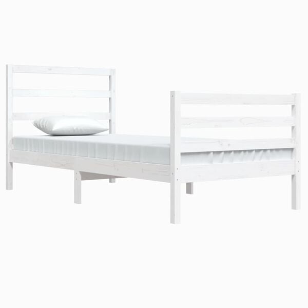vidaXL Bedframe massief grenenhout wit 90x200 cm