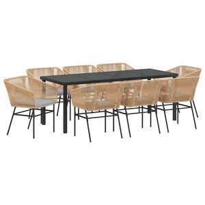 vidaXL Tuin eettafelset 9 st Bruin Gepoedercoat staal