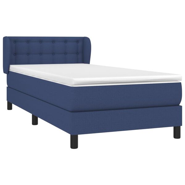 vidaXL Boxspring met matras stof blauw 100x200 cm