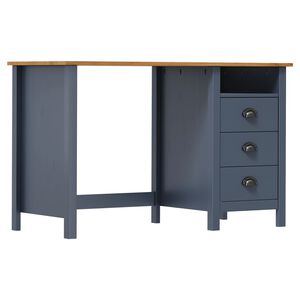 vidaXL Bureau Hill 3 lades 120x50x74 cm massief grenenhout grijs