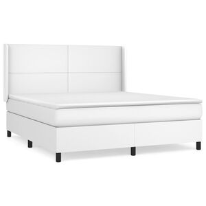 vidaXL Boxspring met matras kunstleer wit 180x200 cm