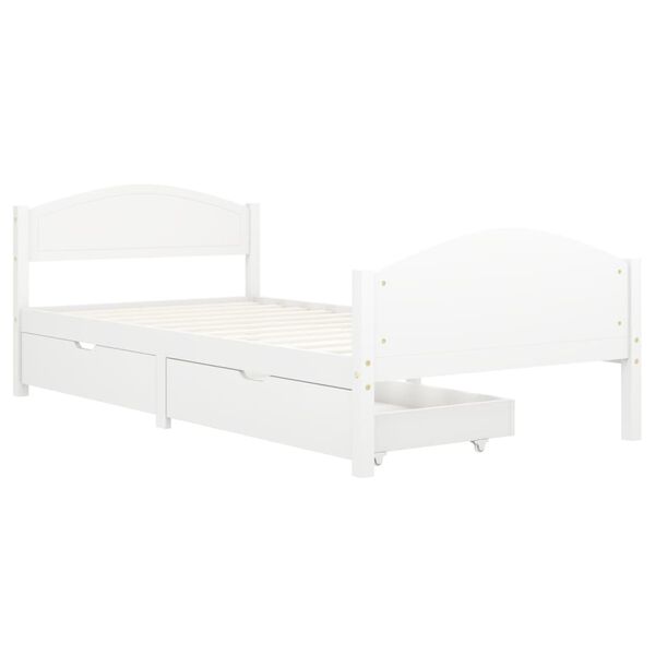 vidaXL Bedframe met 2 lades massief grenenhout wit 100x200 cm