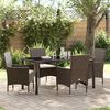 vidaXL Tuin eettafelset met kussen 5 pcs Bruin poly rattan