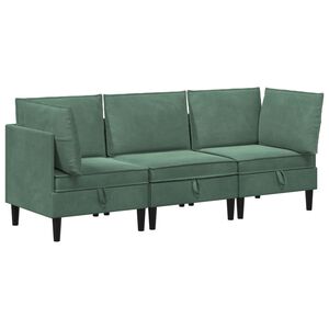 vidaXL Woonkamer Meubelset met kussen 3 pcs Zeegroen Fluweel