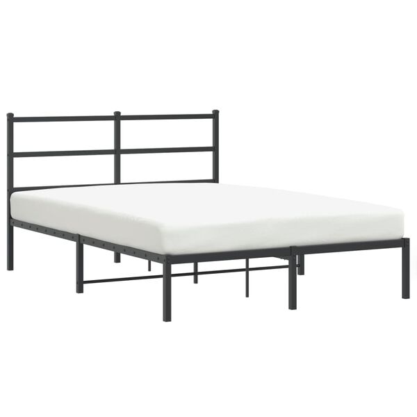 vidaXL Bedframe met hoofdbord metaal zwart 135x190 cm