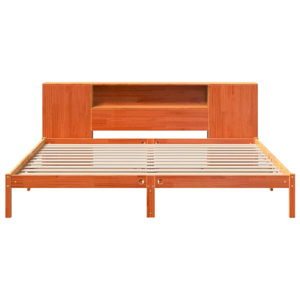 vidaXL Bed met boekenkast zonder matras grenenhout wasbruin 180x200 cm