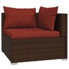 vidaXL 9-delige Loungeset met kussens poly rattan bruin