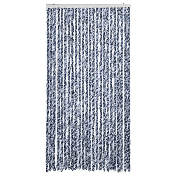 vidaXL Vliegengordijn 100x200 cm chenille blauw en wit
