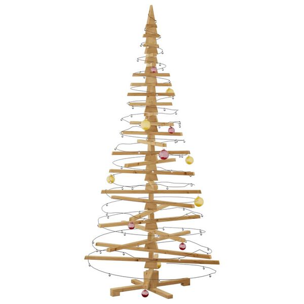 vidaXL Houten kerstboom met standaard Bruin 210 cm Massief grenenhout
