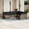 vidaXL 10-delige Loungeset met kussens poly rattan grijs