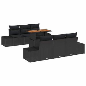 vidaXL Tuin Sofa Set met opslag 7 pcs Zwart Poly riet
