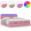 vidaXL Ottoman bed met matrassen en LED's 160x200cm fluweel roze