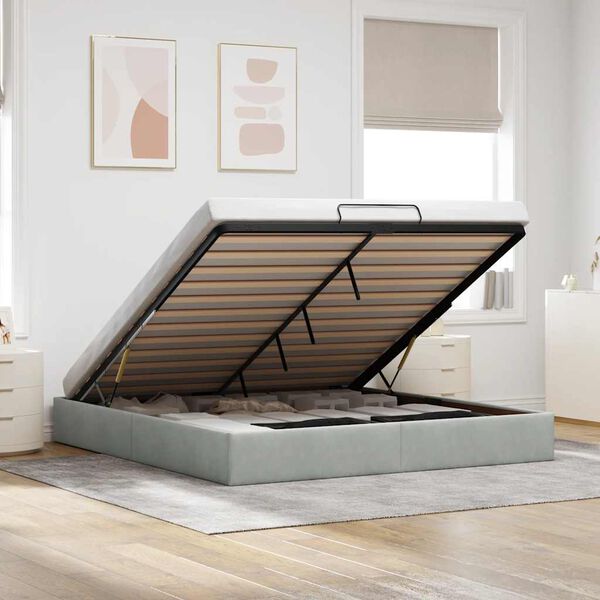 vidaXL Ottoman bedframe zonder matras 180x200 cm fluweel lichtgrijs