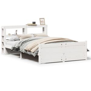 vidaXL Bedframe met hoofdbord massief grenenhout wit 150x200 cm