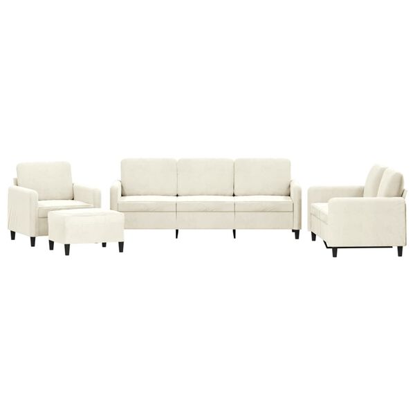 vidaXL 4-delige Loungeset fluweel crèmekleurig