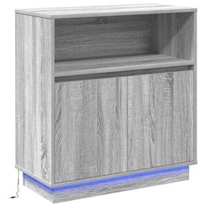 vidaXL LED Sideboard Grijs Sonoma 71 x 34,5 x 75 cm Bewerkt hout