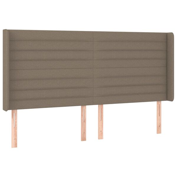 vidaXL Hoofdbord met randen 203x16x118/128 cm stof taupe