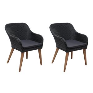 vidaXL Tuinstoelen 2 st met kussens poly rattan zwart