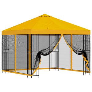 vidaXL Tuin Gazebo met Zijwanden 3 x 3 m Geel Polyester en staal