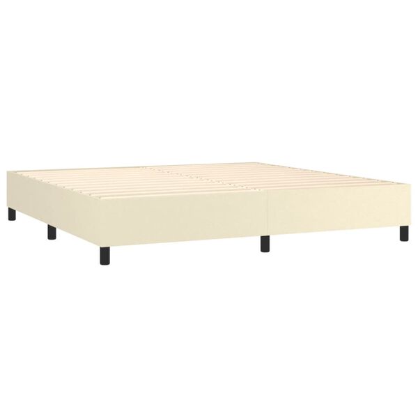 vidaXL Boxspring met matras kunstleer cr&egrave;mekleurig 200x200 cm
