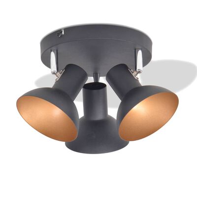 vidaXL Plafondlamp voor 3 peertjes E27 zwart en goud