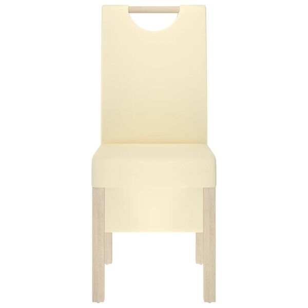 vidaXL Eetkamerstoelen 2 st kunstleer cr&egrave;mekleurig