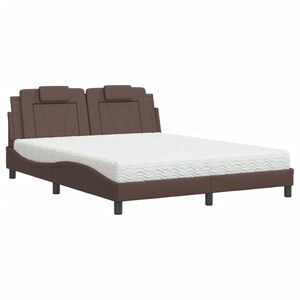 vidaXL Bed "Viana" met matras kunstleer bruin 160x200 cm