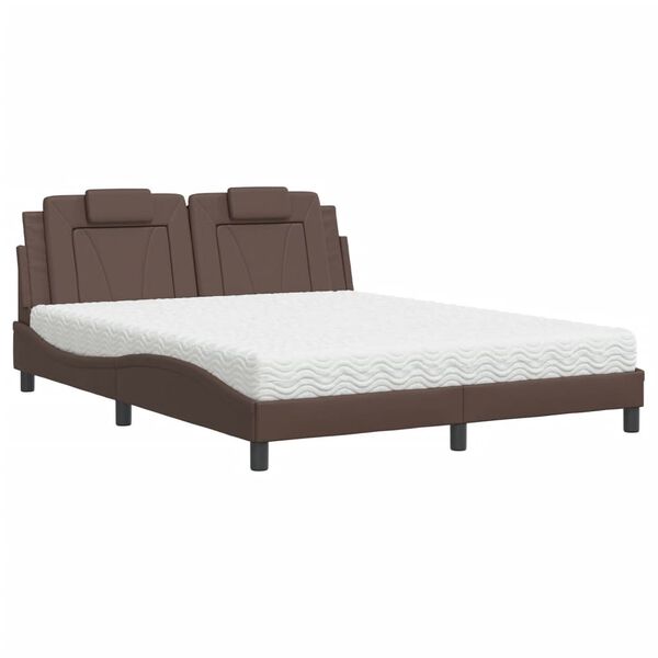 vidaXL Bed "Viana" met matras kunstleer bruin 160x200 cm