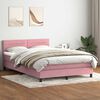 vidaXL Boxspring met matras en LED fluweel roze 160x210 cm