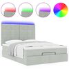 vidaXL Ottoman bed met matrassen en LED's 140x200cm fluweel lichtgrijs